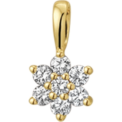 hanger ster diamant 014ct h si halo 10 mm 14K geelgoud