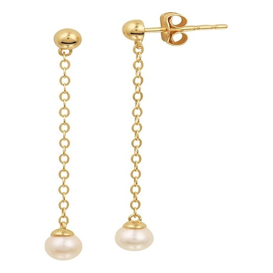 Treasure Collection TC-881252 14 karaat gouden oorhangers met parel 3,3 cm