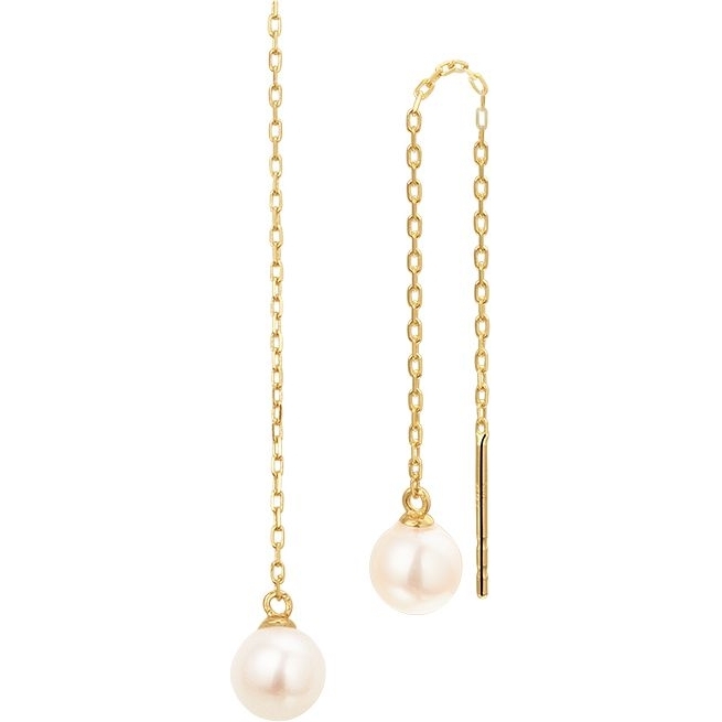 Treasure Collection 882539 14k gouden doortrekoorbellen met parel