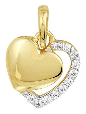 hanger hart zirkonia bicolor gestift 14K geelgoud