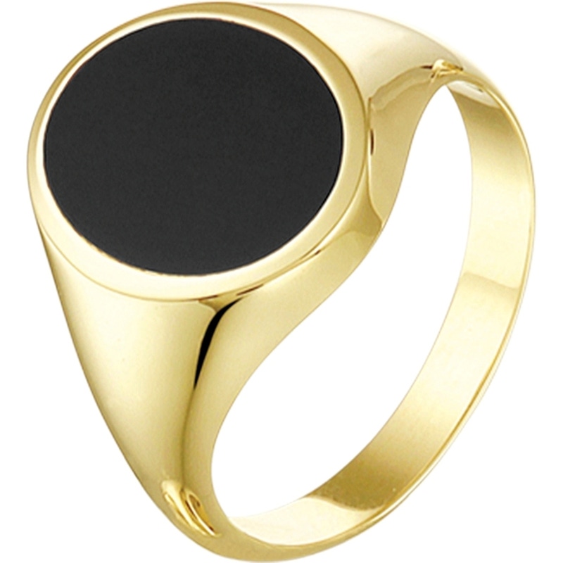884289 14k gouden zegelring met onyx