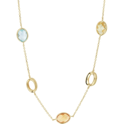 collier natuurlijke kleurstenen 42 - 45 cm 14K geelgoud