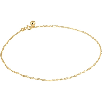 enkelbandje singapore 14 mm 24 - 26 cm 14K geelgoud