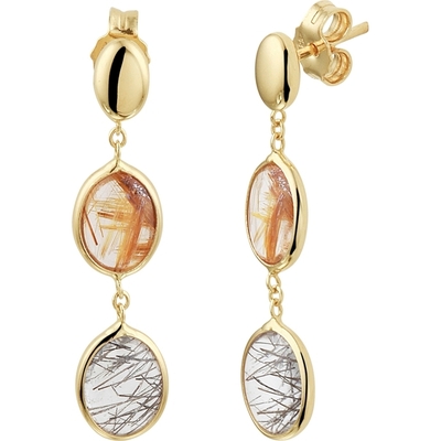oorhangers rutiel kwarts 14K geelgoud