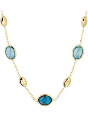 collier london blue en blauw topaas 7 mm 41 - 43 - 45 cm 14K geelgoud