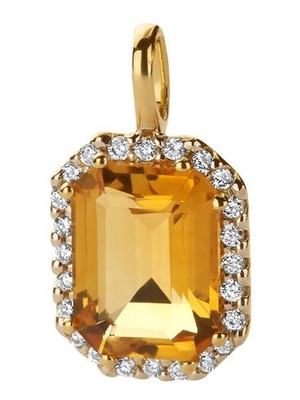 hanger citrien en diamant 010ct h si 14K geelgoud