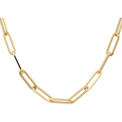 collier paperclip vierkante buis 55 mm 45 cm 14K geelgoud