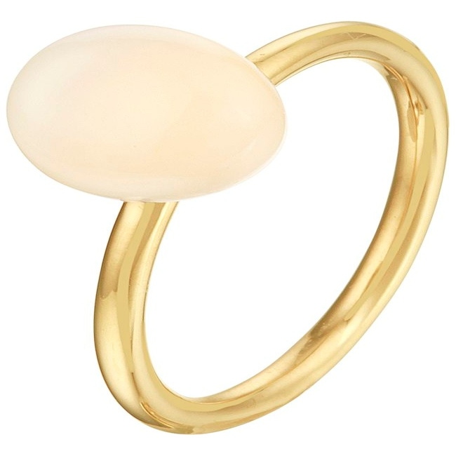 Treasure Collection L245 14 karaat gouden ring met wit chalcedoon 10 mm