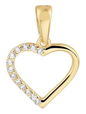 hanger hart zirkonia 14K geelgoud
