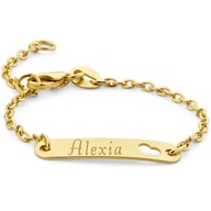 Treasure Collection TC-881780 14 karaat gouden baby graveerarmbandje met hartje 4 mm