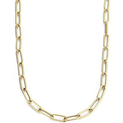 collier paperclip ronde buis 40 mm 42 cm 14K geelgoud