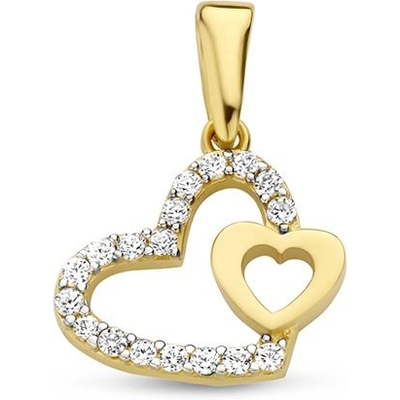 hanger hartjes zirkonia 14K geelgoud