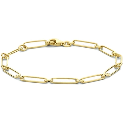 armband paperclip platte buis 40 mm 19 cm 14K geelgoud