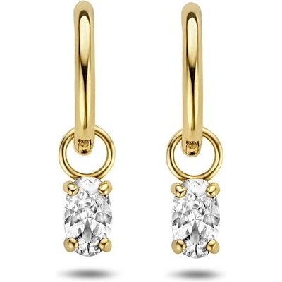 klapoorringen zirkonia 14K geelgoud