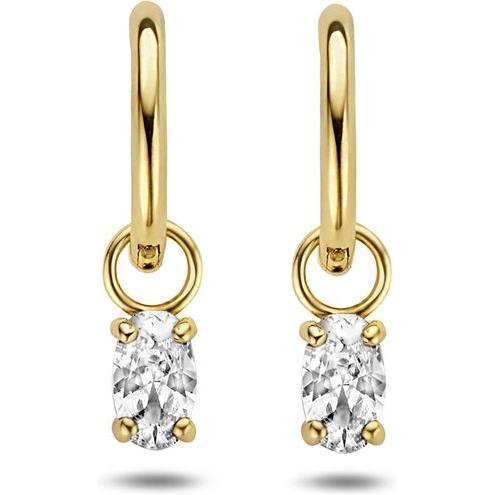 Treasure Collection 882563 14k gouden klapcreolen met zirkonia hanger