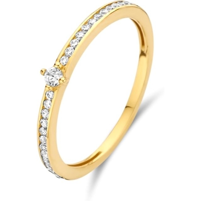 882614 14 karaat gouden ring rij zirkonia