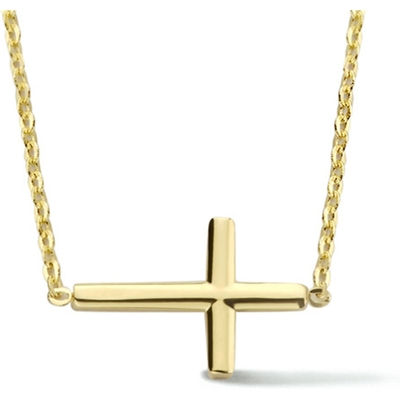 collier kruis 42  3 cm 14K geelgoud