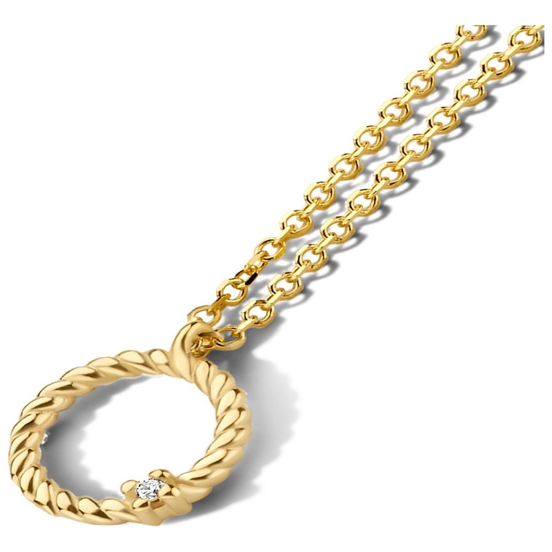 Treasure Collection N031 14k gouden ketting met hanger 0,01 ct diamant