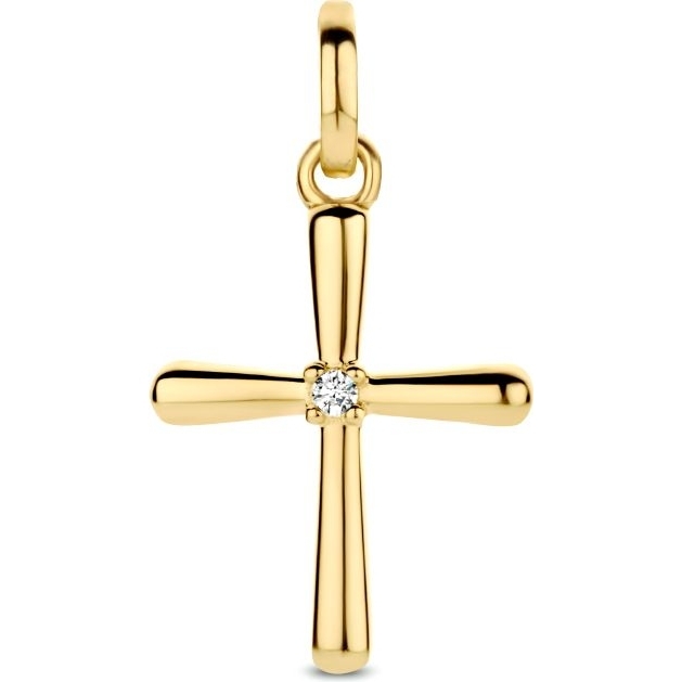 Treasure Collection 882467 14k gouden hanger kruisje met 0,01 ct diamant