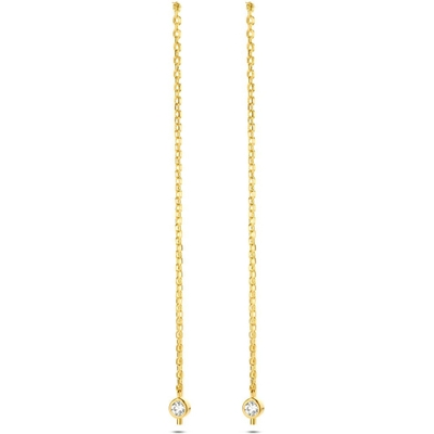 doortrekoorbellen zirkonia 14K geelgoud