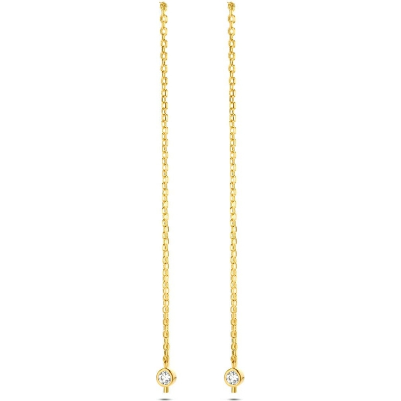 Treasure Collection 882536 14k gouden doortrekoorbellen zirkonia
