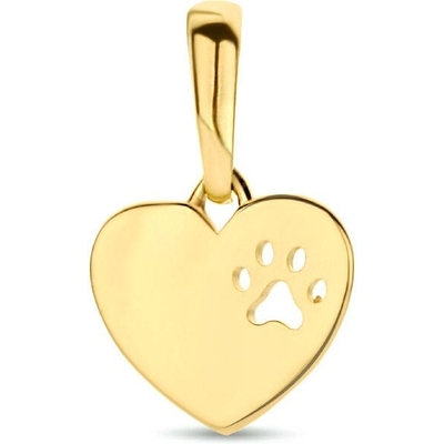 graveerhanger hart hondenpoot 14K geelgoud
