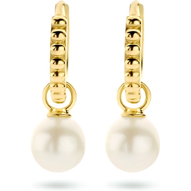 Treasure Collection 882552 14k gouden klapcreolen met parel