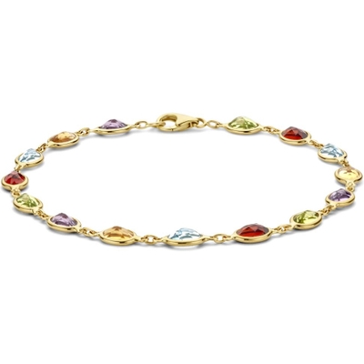 armband natuurlijke kleurstenen 185 cm 14K geelgoud