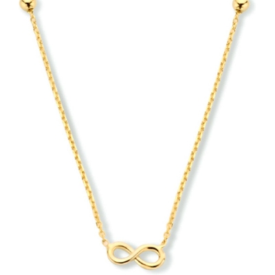 collier infinity en bolletjes 40 - 42 - 44 cm 14K geelgoud