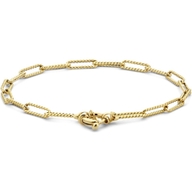 armband paperclip 35 mm 18 cm met groot veerslot 14K geelgoud