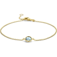 armband blauw topaas 165 - 19 cm 14K geelgoud