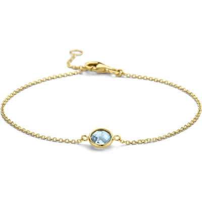 armband blauw topaas 165 - 19 cm 14K geelgoud