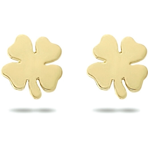 884011 14k gouden oorknopjes met klaver 4 mm