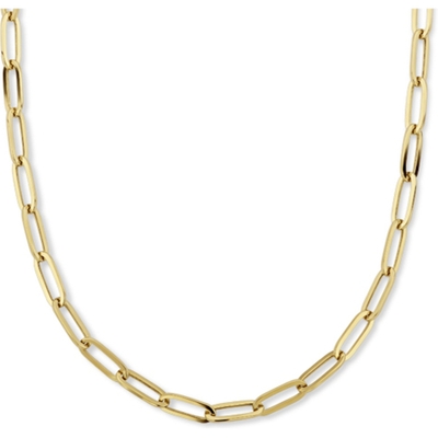 collier paperclip platte buis 50 mm 44 cm 14K geelgoud