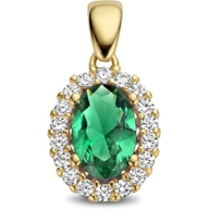 hanger groen en wit zirkonia halo 14K geelgoud