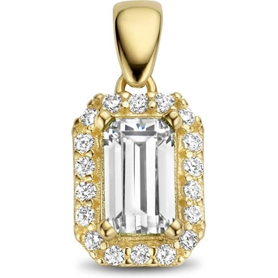 hanger zirkonia halo 12 mm 14K geelgoud