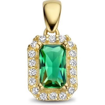 hanger groen en wit zirkonia halo 12 mm 14K geelgoud
