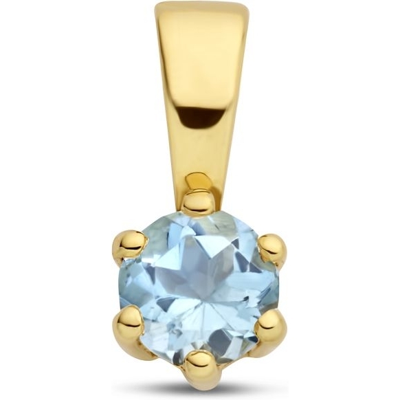 Treasure Collection Q279 14k gouden hanger geboortesteen aquamarijn maart