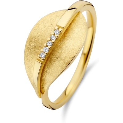 The House Of Jewels THOJ0301 14 karaat gouden ring blad gescratcht met diamant