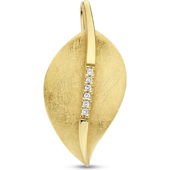 The House of Jewels THOJ0121 14k gouden hanger blad gescratcht met diamant