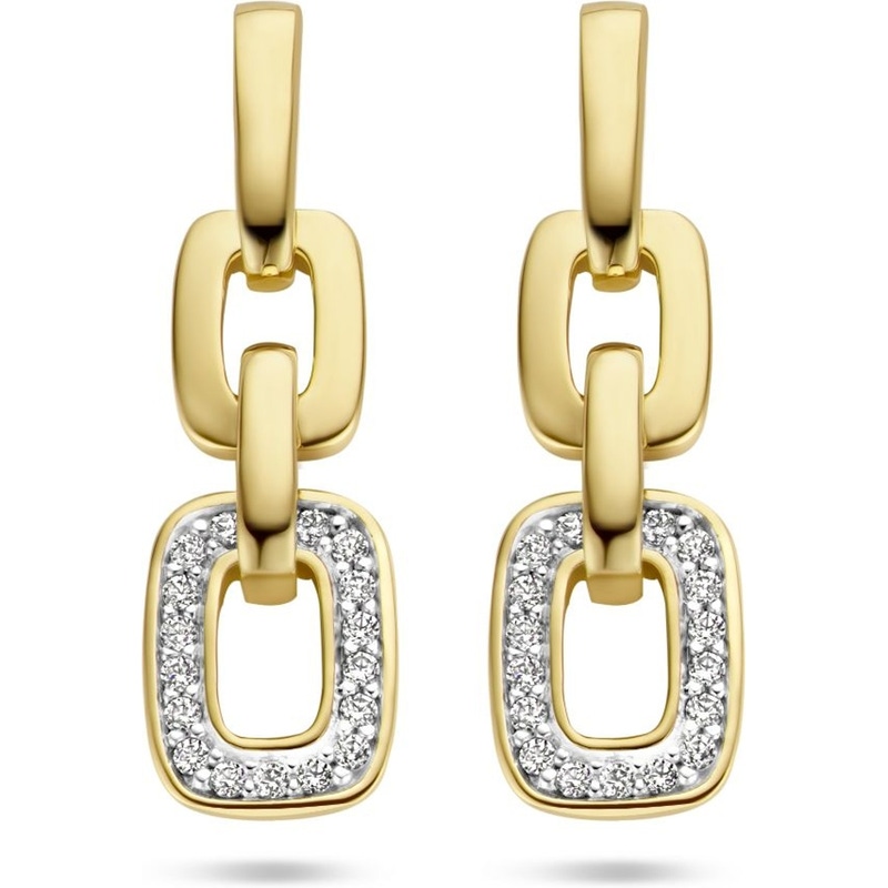 The House Of Jewels THOJ0047 14k gouden oorhangers schakelmotief met diamant