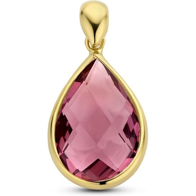 hanger rhodoliet kwarts 14K geelgoud