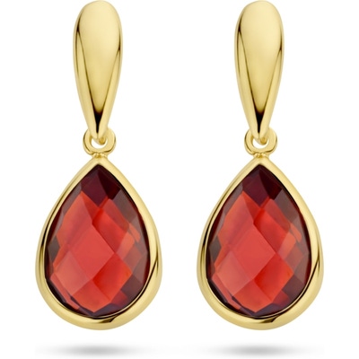 oorhangers granaat 14K geelgoud
