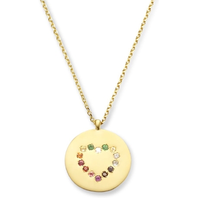 Treasure Collection 882979 14k gouden graveerketting met hartje edelstenen en 0,01 ct diamant