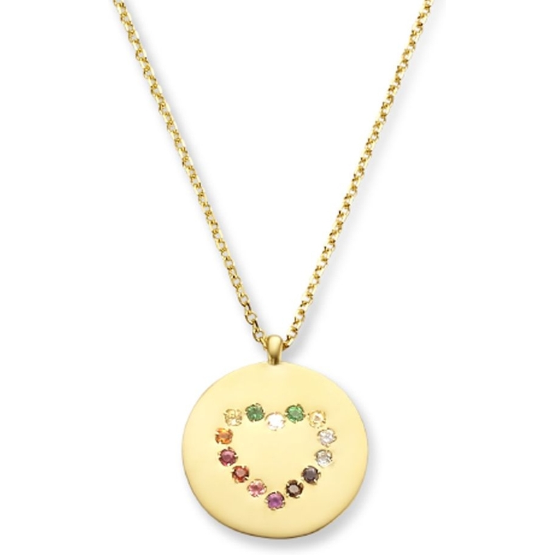 Treasure Collection 882979 14k gouden graveerketting met hartje edelstenen en 0,01 ct diamant