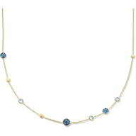 collier london blue en blauw topaas en rondjes 41 - 43 - 45 cm 14K geelgoud