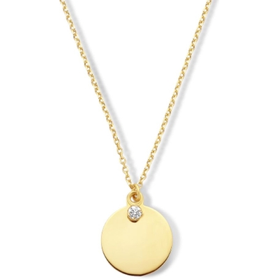 graveercollier rondje zirkonia 42 - 45 cm 14K geelgoud