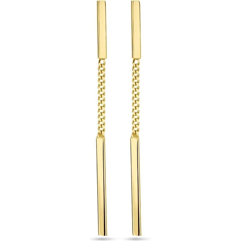 885777 14k gouden oorhangers balkje 43 mm