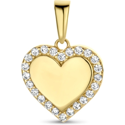 hanger hart zirkonia 14K geelgoud