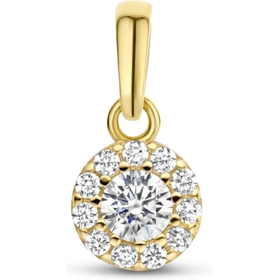 hanger zirkonia halo 12 mm 14K geelgoud